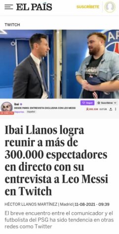 O El País (Espanha) mostra impacto sobre apresentação de Lionel Messi nas redes sociais.