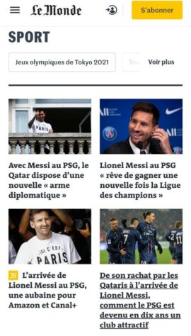 O Le Monde (França) destaca pontos da entrevista coletiva de Messi em sua apresentação.
