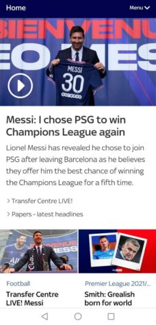 O Sky Sports (Inglaterra) também adota a linha de que o camisa 30 quer vencer novamente uma Champions League.