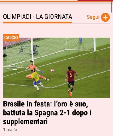 O "Calcio" destacou a conquista do Brasil sobre a Espanha.