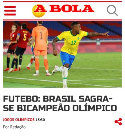 O "A Bola" de Portugal destacou assim a conquista do Brasil.