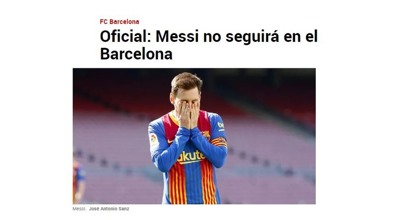 Repercussão da saída de Lionel Messi do Barcelona no Diário Marca, da Espanha. "E agora? Onde jogará Messi?".