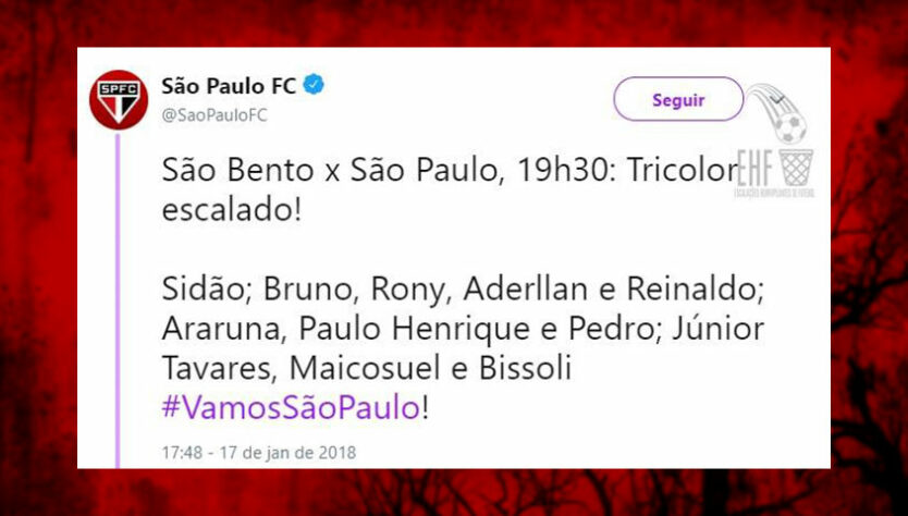 Time alternativo do São Paulo no início de 2018, sob o comando de Dorival Júnior.