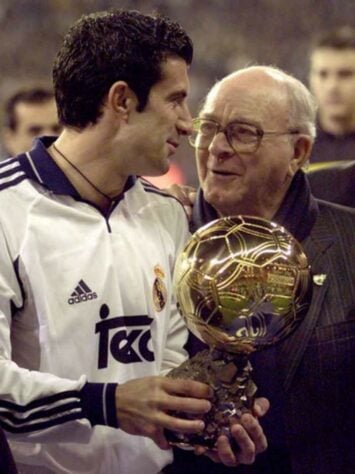 2001 - Luís Figo (Real Madrid) / 2º lugar: David Beckham (Manchester United); 3º lugar: Raúl González (Real Madrid)