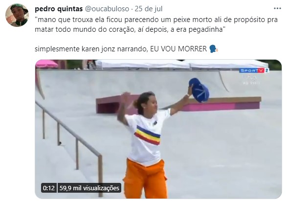 Karon Jonz foi contratada pelo SporTV para comentar o skate nos Jogos Olímpicos e acabou viralizando com seus comentários espontâneos e inusitados