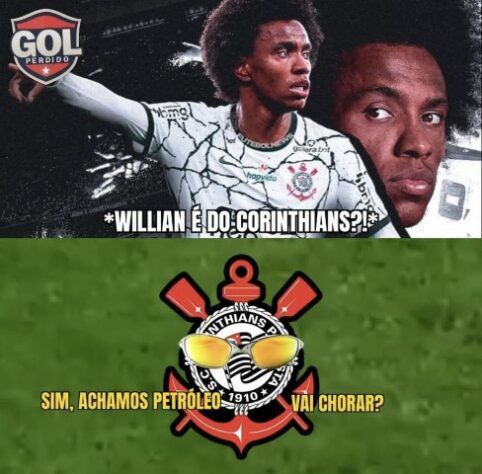 Após contratação de Willian, torcedores fazem memes com pacotão de reforços do Corinthians.