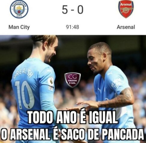 Premier League: os melhores memes de Manchester City 5 x 0 Arsenal