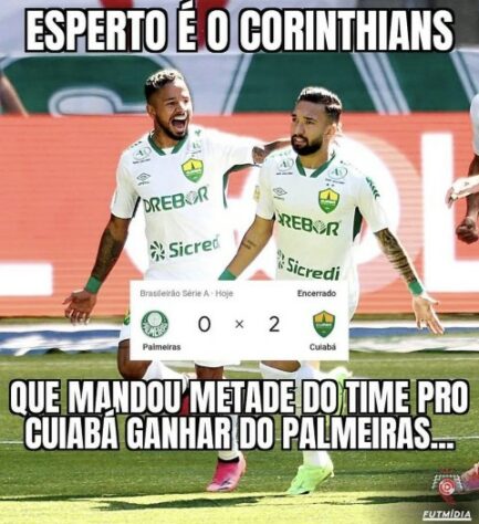 Memes: Corintianos ironizam derrota do Palmeiras para o Cuiabá