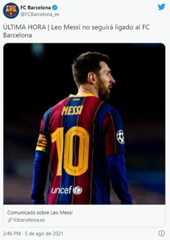 Anúncio oficial do Barcelona em sua página oficial no Twitter. 