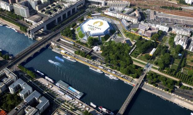 Plano para os Jogos Olímpicos de Paris, em 2024. Bercy Arena será a casa do basquete.