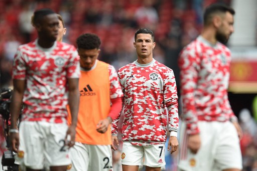 Cristiano Ronaldo durante o aquecimento do Manchester United