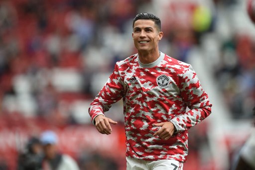 Cristiano Ronaldo durante o aquecimento do Manchester United