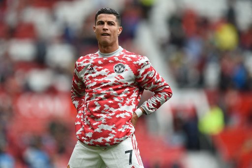 Cristiano Ronaldo durante o aquecimento do Manchester United