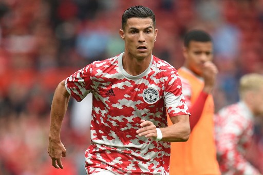 Cristiano Ronaldo durante o aquecimento do Manchester United