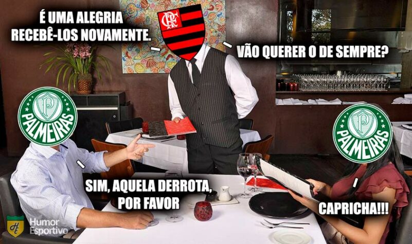 Com a derrota por 3 a 1 no último domingo (12), o Palmeiras já soma 9 jogos sem vitórias sobre o Flamengo (5 derrotas e 4 empates). O último triunfo alviverde aconteceu em novembro de 2017. Relembre como foram as zoeiras após as vitórias do rubro-negro de lá para cá! (Por Humor Esportivo)