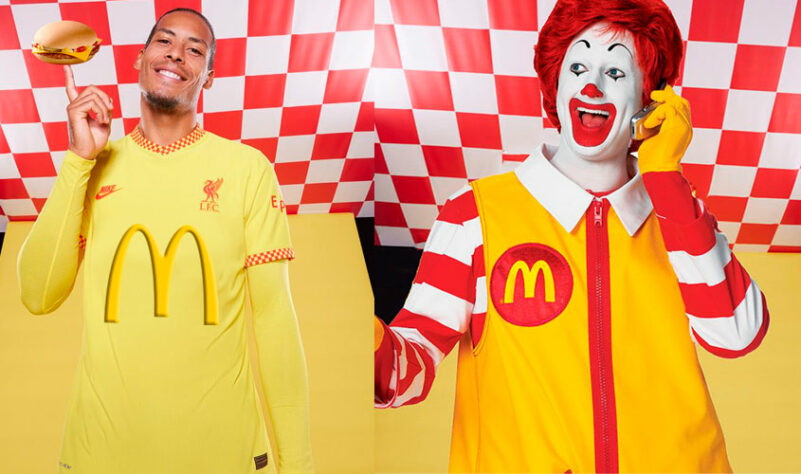 Na última semana, o Liverpool divulgou a sua terceira camisa para temporada 2021-22. Como é comum em camisas que misturam o amarelo com vermelho, o McDonald's foi lembrado.