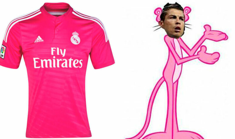 Camisa rosa do Real Madrid, lançada em meados de 2014, virou piada nas redes sociais