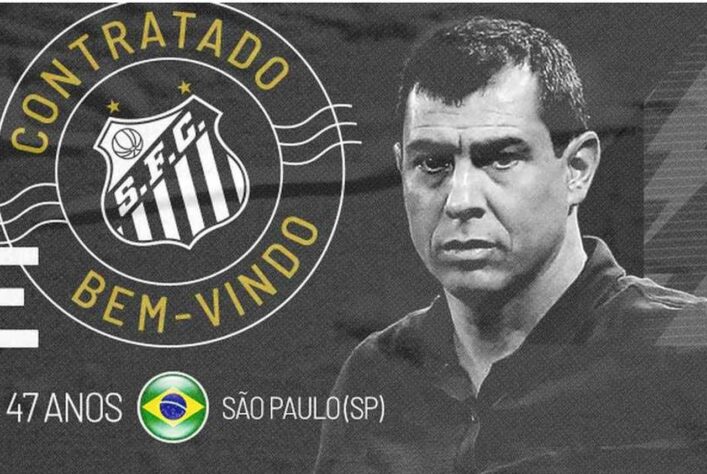 FECHADO - O Santos anunciou a contratação do técnico Fábio Carille na tarde desta quarta-feira (8). O vínculo do treinador com o clube é válido até dezembro de 2022. Com ele chegam o auxiliar-técnico Leandro Silva, o analista Dênis Lupp e o preparador físico Walmir Cruz. Ele assinará contrato nesta quinta-feira, às 11h30, na Vila Belmiro, quando será apresentado à imprensa em entrevista coletiva e depois conhecerá o elenco para o seu primeiro treino no CT Rei Pelé.