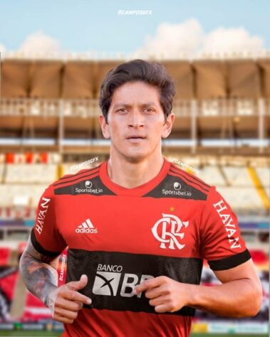 Erro na magia?! Germán Cano, querido pela torcida do Vasco, vestindo a camisa do Flamengo.