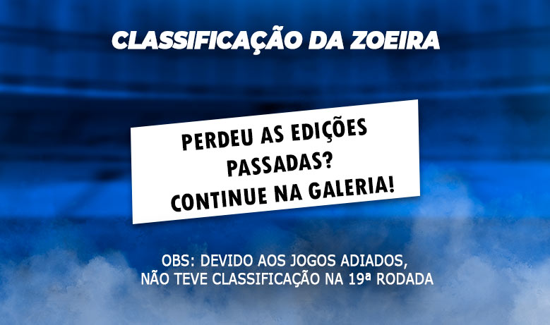 A seguir, a Classificação da Zoeira do Humor Esportivo que foi ao ar após a 18ª rodada. Veja!