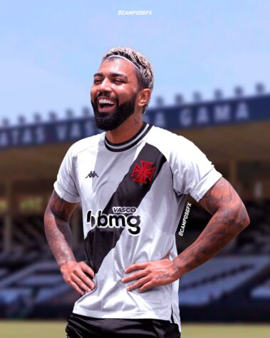 Erro na magia?! Gabigol, artilheiro do Flamengo, vestindo a camisa do Vasco da Gama.