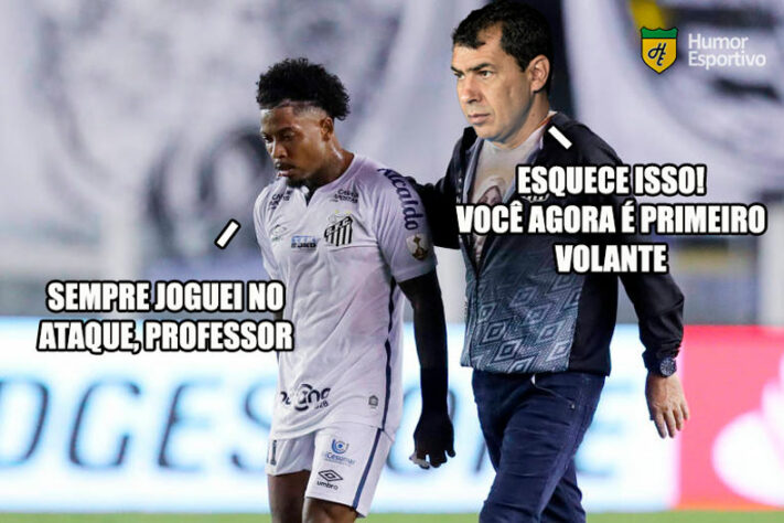 Conhecido por priorizar o sistema defensivo e por vitórias magras, treinador vai comandar o Peixe no restante da temporada, assumindo o lugar de Fernando Diniz. Nas redes sociais, santistas já fizeram memes com a "nova filosofia" da equipe. Veja! (Por Humor Esportivo)