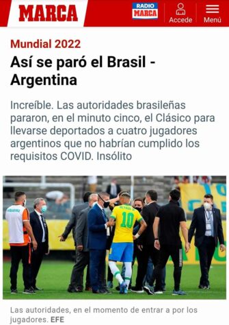 O Marca, da Espanha, ressaltou o papel dos oficiais para tentar tirar os jogadores que entraram irregularmente no Brasil.