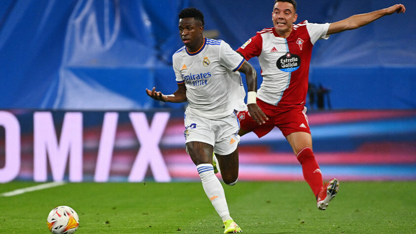 Vinícius Jr: na reabertura do Santiago Bernabeu, Vinícius Jr deu mais uma demonstração de seu bom futebol, ao anotar o terceiro gol do Real Madrid (o da virada) no vitória por 5 a 2 diante do Celta de Vigo.