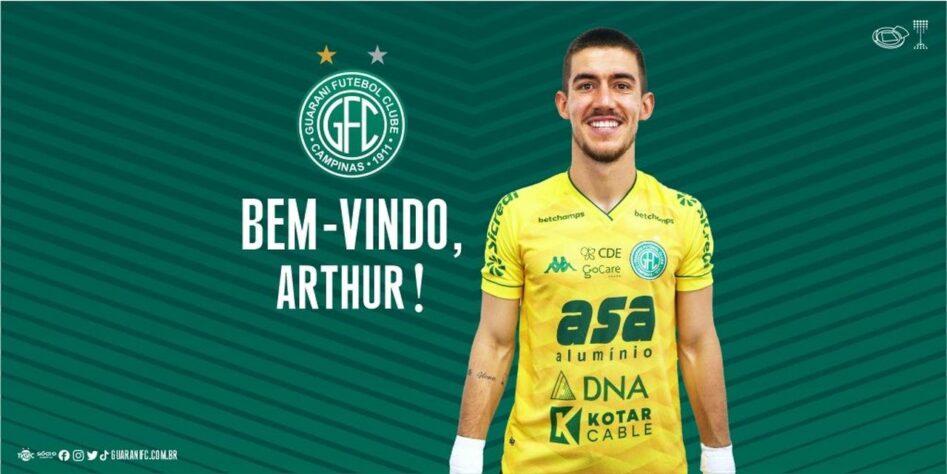 FECHADO - O Guarani acertou a contratação do goleiro Arthur, que chega para defender o Bugre até o final de 2022.