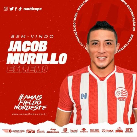 FECHADO - O Náutico anunciou a chegada do atacante Jacob Murillo, que já atuou no Equador e Argentina, e chega ao Timbu para ajudar o elenco na reta final de 2021.