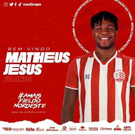 FECHADO - O terceiro reforço do Timbu anunciado nesta quinta-feira foi o volante Matheus Jesus, que já defendeu o RB Bragantino em 2021 e chega por empréstimo do Juventude até o final da temporada.