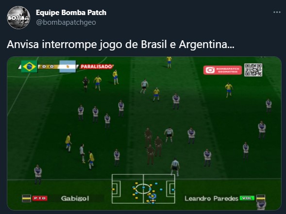 Interrupção do jogo da seleção brasileira vira meme: Anvisa