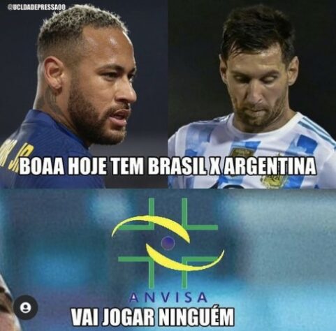 Anvisa interrompe jogo, e zoeiras com Brasil x Argentina bombam na web;  veja os memes - Esportes - R7 Lance