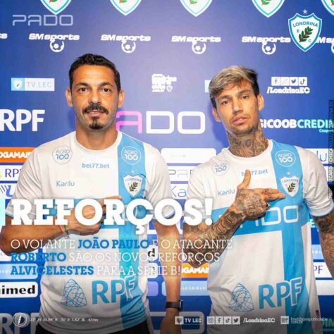 ESQUENTOU - Logo após rescindirem com o Figueirense, Roberto e João Paulo assinaram com o Londrina e já podem atuar pelo Tubarão no Brasileirão Série B 2021.