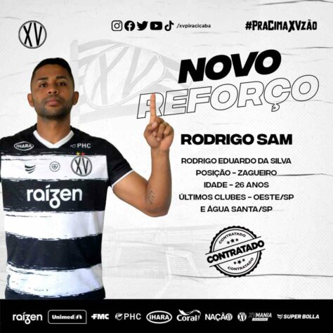 FECHADO - O XV de Piracicaba tem reforço novo para a zaga. Trata-se de Rodrigo Sam, que chega à equipe do interior de São Paulo como reforço para o restante de 2021.