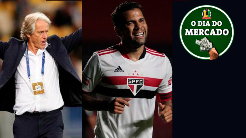 O final de semana começou quente. Jorge Jesus, atual treinador do Benfica, fez uma confissão a Kleber Leite, ex-presidente do Flamengo; nome de Marcelo Gallardo ganha força em gigante europeu; Daniel Alves se disponibiliza a retornar ao clube onde conquistou mais títulos... Essas e outras notícias você confere na galeria do LANCE! com o Dia do Mercado.