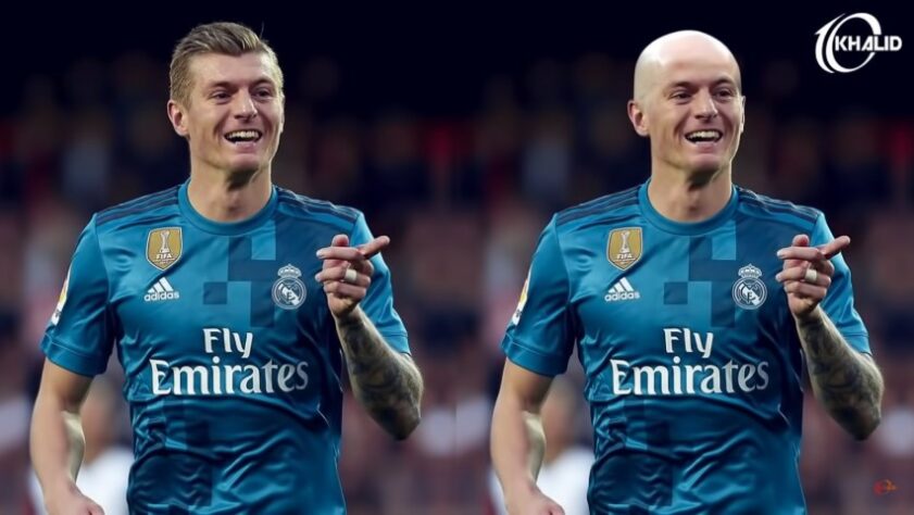 Máquina zero? Jogadores ficam carecas em montagens. Na foto, Toni Kroos.