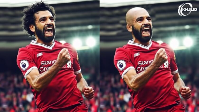 Máquina zero? Jogadores ficam carecas em montagens. Na foto, Mohamed Salah.