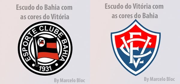 Clubes brasileiros com as cores dos rivais: Bahia e Vitória.