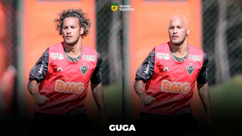 Máquina zero? Jogadores ficam carecas em montagens. Na foto, o lateral Guga.