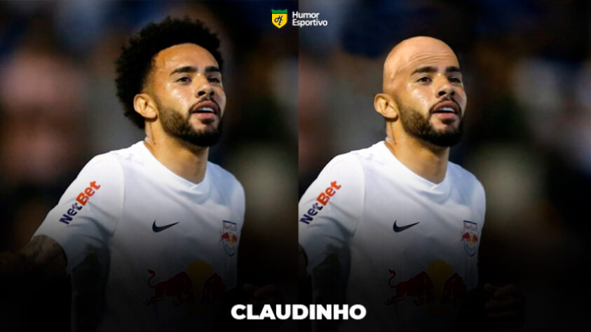 Máquina zero? Jogadores ficam carecas em montagens. Na foto, Claudinho.