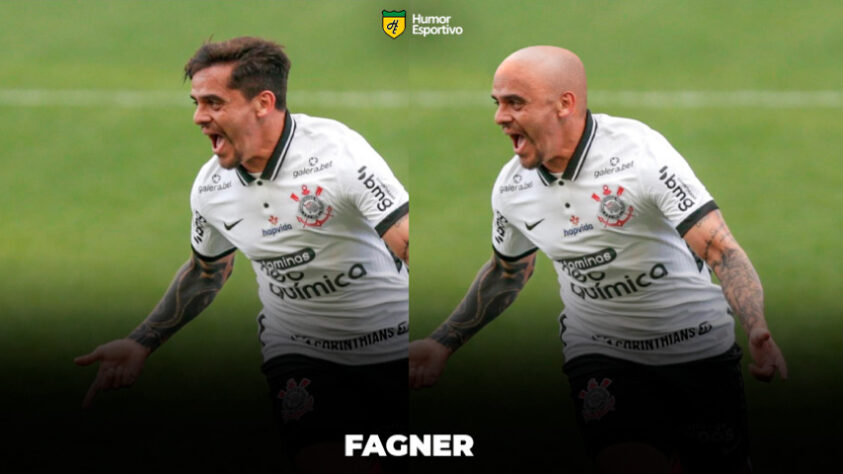 Máquina zero? Jogadores ficam carecas em montagens. Na foto, o lateral Fágner.