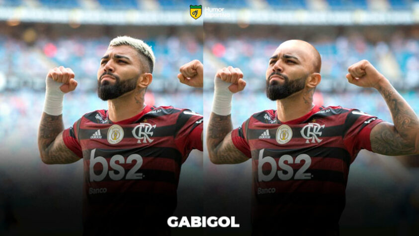 Máquina zero? Jogadores ficam carecas em montagens. Na foto, o atacante Gabigol.