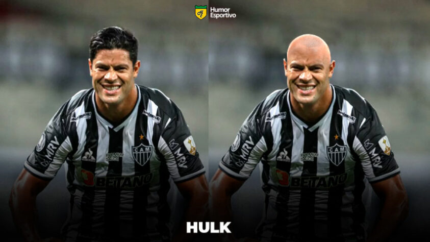 Máquina zero? Jogadores ficam carecas em montagens. Na foto, o atacante Hulk.