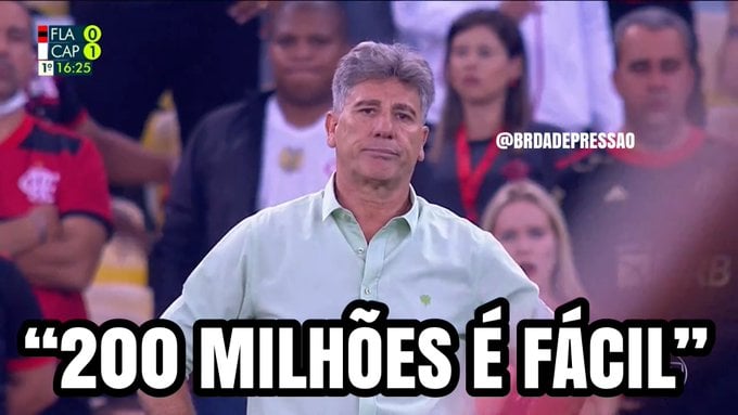 E os 200 milhões, Renato? Zoeiras com técnico do Flamengo fizeram sucesso nas redes sociais após eliminação do Flamengo.