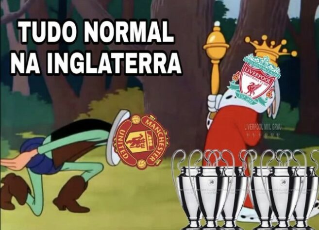 Dentro de Old Trafford, equipe comandada por Ole Solskjaer levou goleada de 5 a 0 do Liverpool, com direito a três gols de Mohamed Salah.  Confira a repercussão e as zoeiras após o 'massacre'. (Por Humor Esportivo)