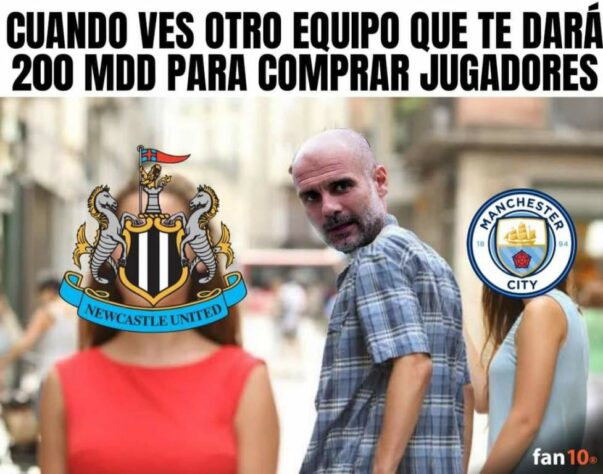 Newcastle, o novo rico do futebol: torcedores fazem memes com investimento multimilionário no clube inglês.