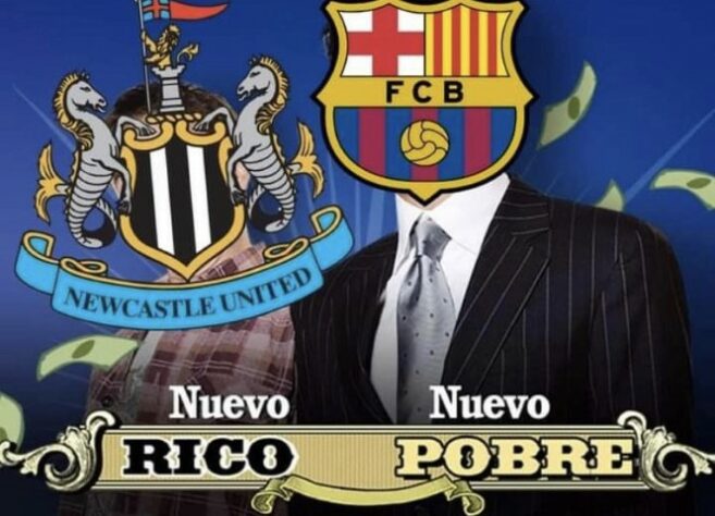 Newcastle, o novo rico do futebol: torcedores fazem memes com investimento multimilionário no clube inglês.