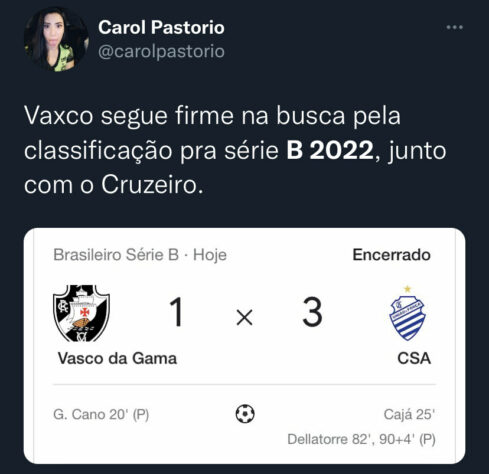 Brasileirão Série B: Vasco é alvo de memes após derrota para o CSA, de virada, em São Januário.