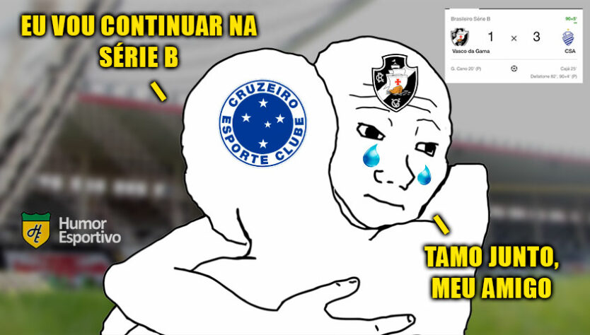 Dentro de São Januário, equipe comandada por Fernando Diniz foi derrotada por 3 a 1 e se complicou na briga pelo acesso à Série A do Brasileirão. Em memes, torcedores relembraram áudio de Thiago Neves, brincaram com 'parceria' do Vasco com Cruzeiro na Série B e ironizaram a recente empolgação dos vascaínos. Confira! (Por Humor Esportivo)